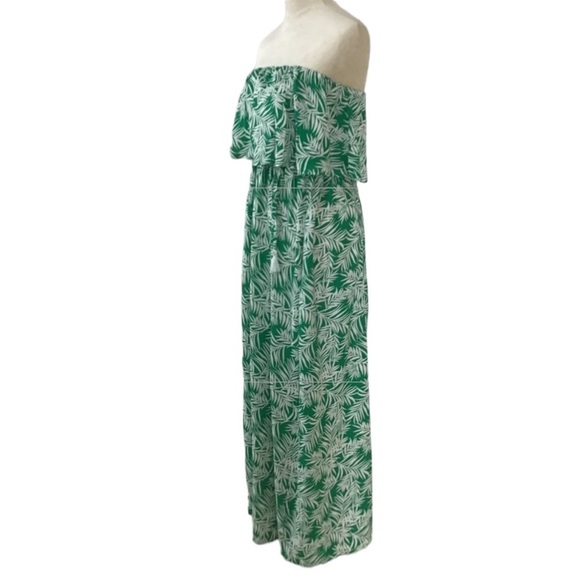 Japna Boho Green White Tropical Maxi Dress Size Medium New - Picture 4 of 9